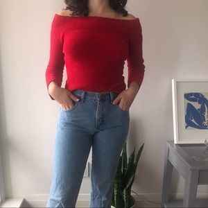 Red off the shoulder top